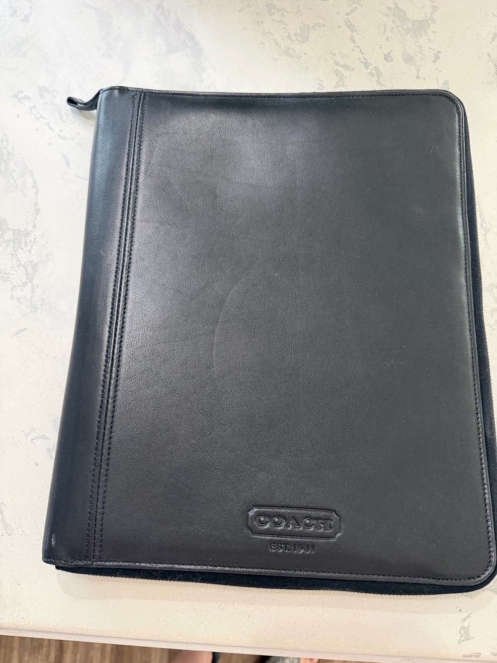 Vintage Coach Black Leather Zip Portfolio